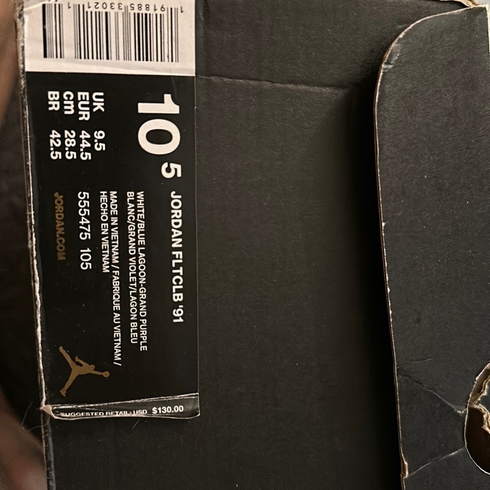 Air Jordan Flight Club ‘91 Sneakers White/Blue-Lagoon-Grand Purple (Rare) NEWIB